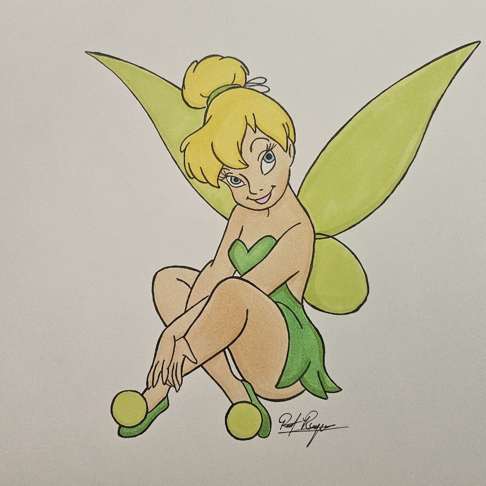 Disney Tinkerbell Peter Pan Character Drawing/Sketch Animation Art Signed